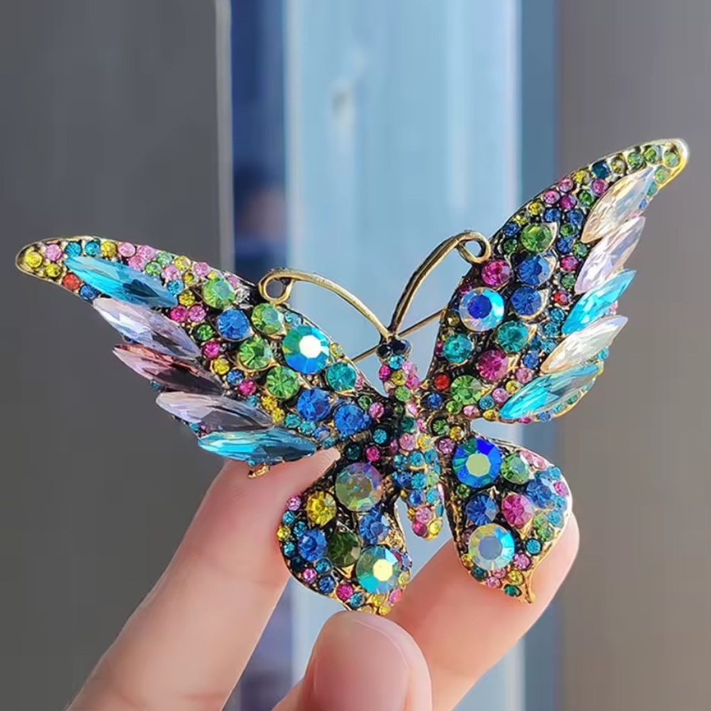 Butterfly Jewelry brooch pin Colorful Rhinestone bag clothing Brooch